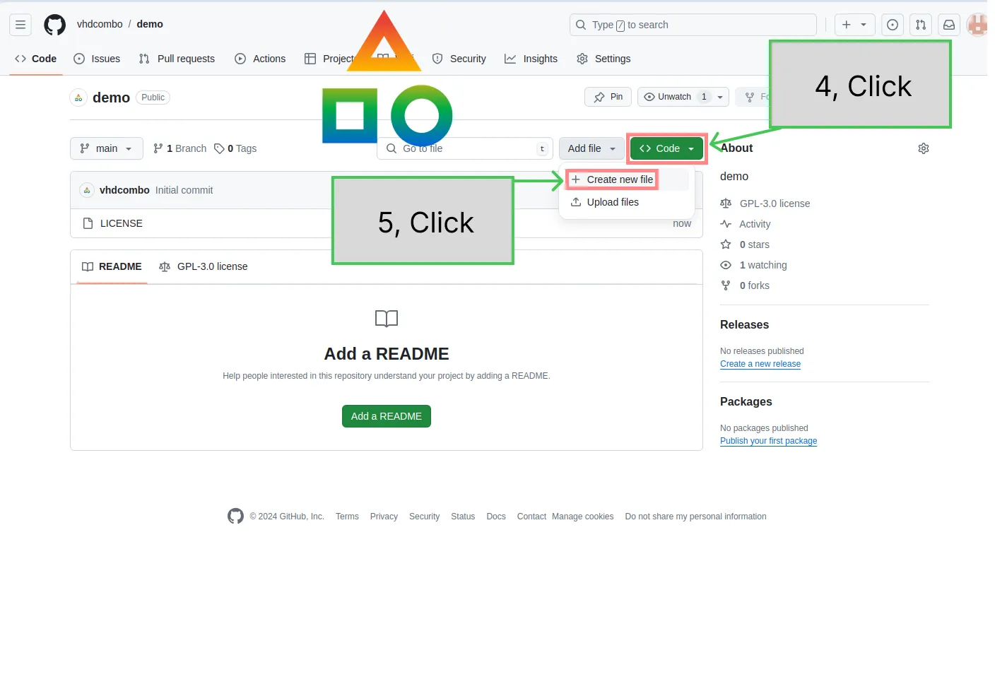 Upload file or craate file index.html